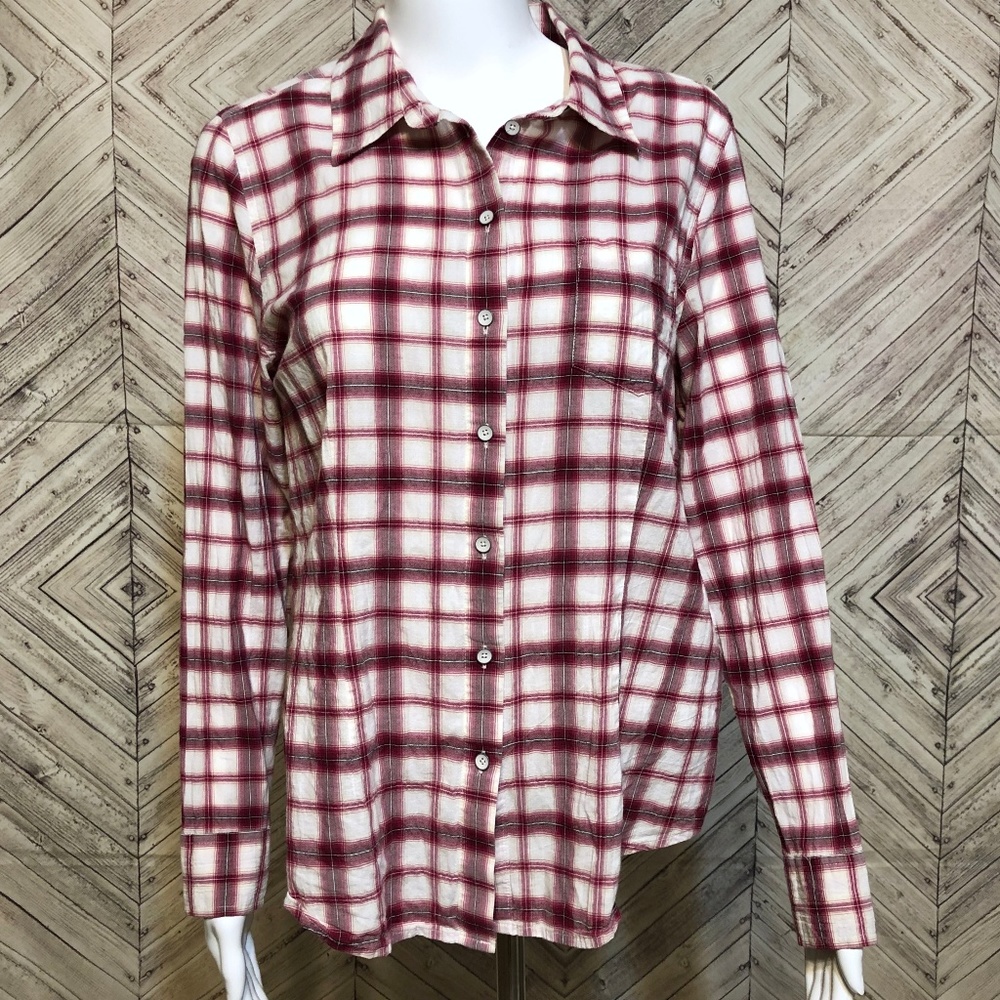 J.Jill M plaid cotton button down